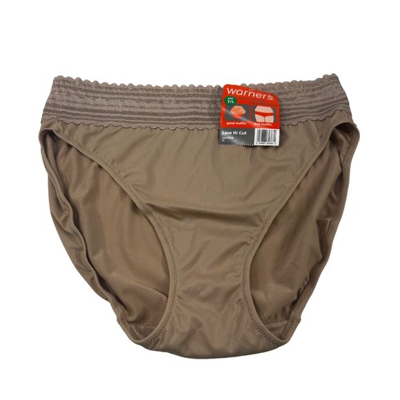Warner's Women's Size 7 Large Panty Lace Hi Cut No Pinching Beige New With Tags - Picture 1 of 7